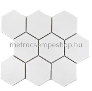 Fehér fényes "M" hálós HEXAGON mozaik