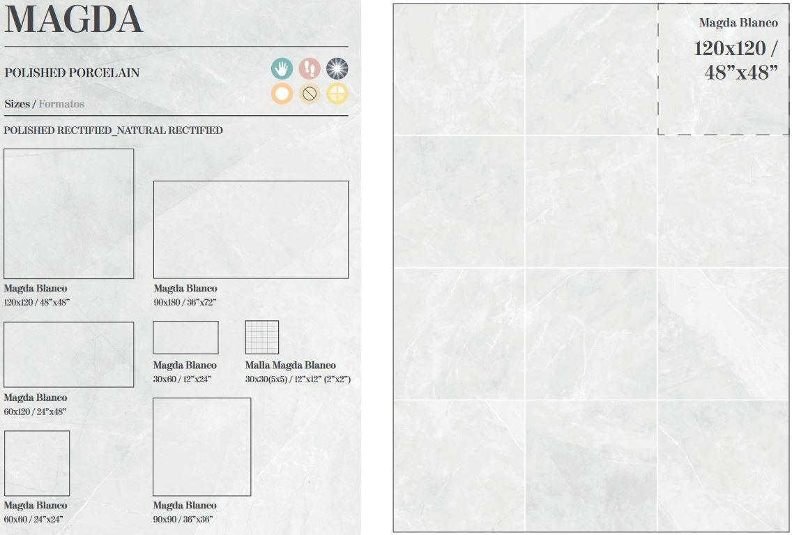 120x120 GE Magda Blanco fehér matt márványos Greslap