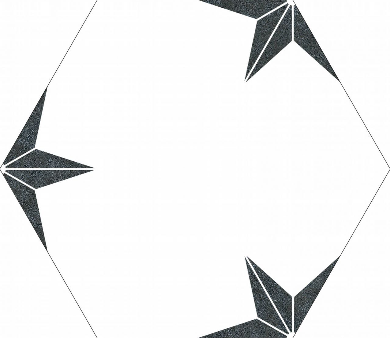 22x25 Co Stella Nero Hexagon fekete csillag mintás design dekor járólap és csempe