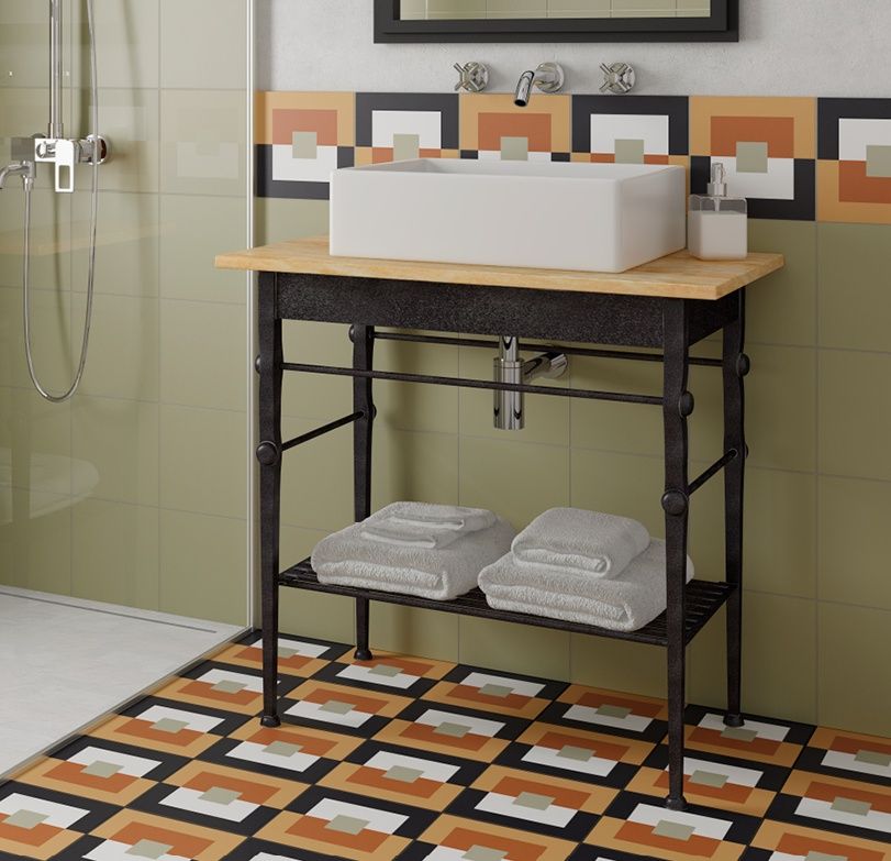 Equipe Bauhome Punkt Warm Antik Design cementlap mintás járólap