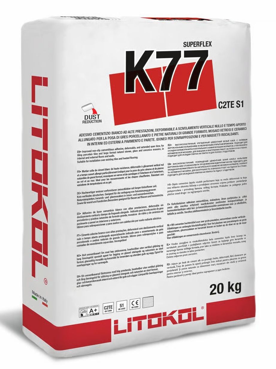 LITOKOL K77 SUPERFLEX S1 Csempe és Járólap flexibilis ragasztó padlófűtéshez is LITOKOL K77 SUPERFLEX S1 Csempe és Járólap flexibilis ragasztó padlófűtéshez is