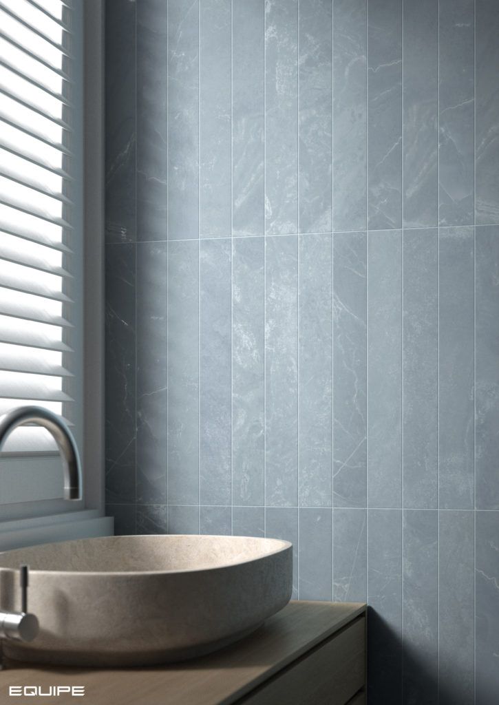 EQUIPE MARMORIS BLUE matt kék márvámnyos hosszúkás járólap és burkolat