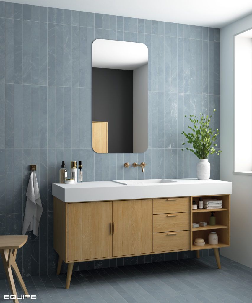 EQUIPE MARMORIS BLUE matt kék márvámnyos hosszúkás járólap és burkolat