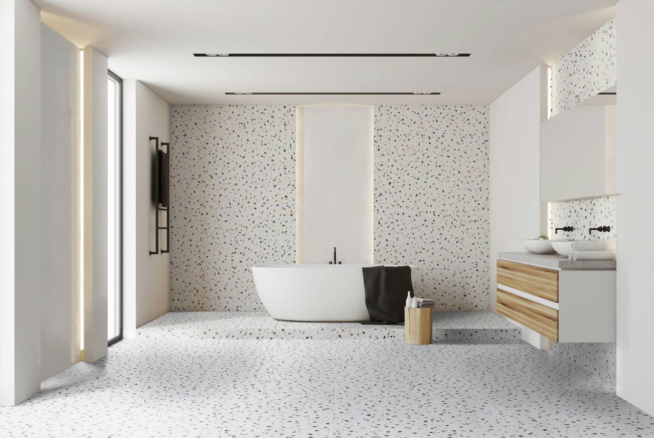 60x60 Galaxy Blanco Terrazzo Multicolori Gres Járólap